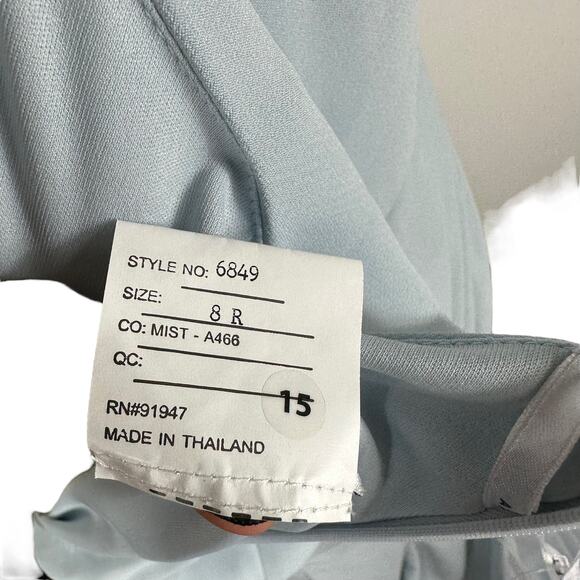 AFTER SIX 6849 One-Shoulder Draped Cowl-Neck Maxi Dress Mist Light Blue Size 8 - Picture 7 of 8